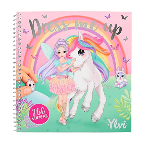 Depesche 12579 Ylvi Dress Me Up-Libro 24 páginas para Dibujo de Unicornios y Hadas, folleto para Colorear con 11 Hojas de Pegatinas, Multicolor