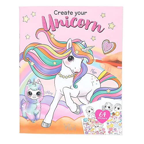 Depesche 12604 Ylvi Create Your Unicorn-Libro 40 diseñar diseños de Unicornios, Colorear de Colores y Pegatinas de Doble página, Multicolor, Small