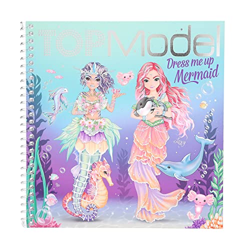 Depesche TopModel Mermaid Dress Me Up 12438-Libro 24 páginas para diseñar diseños de Sirenas, Incluye 11 Hojas de Pegatinas, Multicolor (12438)