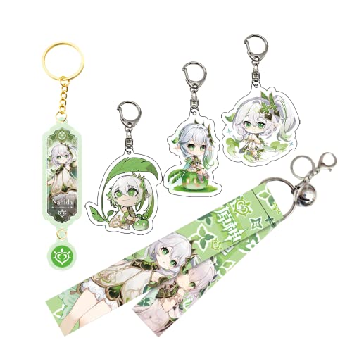 Desconocido Genshin lmpact Gift Set 5Pcs，Cute Acrylic Keychain Sumeru All game characters Key Ring Game Fans Gift (Nahida2)