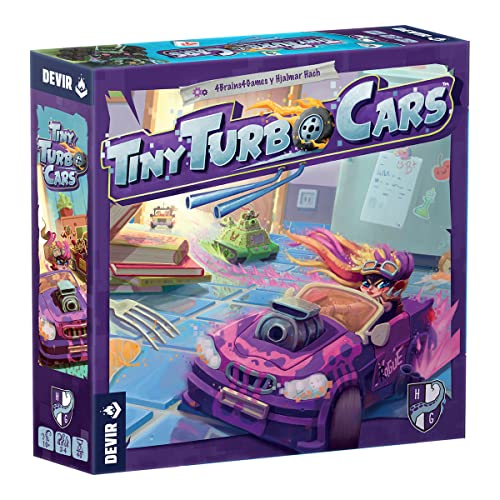 Devir - Tiny Turbo Cars, Juego de Mesa de Carreras, Juego de Mesa Divertido, Juego de Mesa 10 años (BGTTCSP)