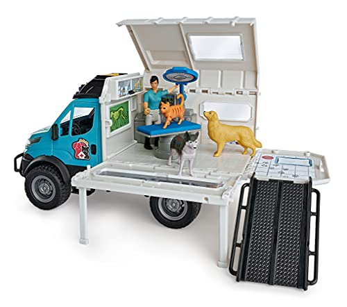 Dickie Toys - Vehículo Veterinario Animal Rescue - Practica Veterinaria móvil con Figura móvil y Animales para niños a Partir de 3 años.