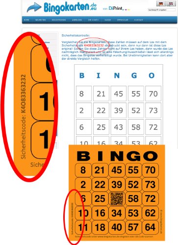 DiPrint 200 tarjetas de bingo grandes para personas mayores 24 de 75 con comodín en el centro (naranja)