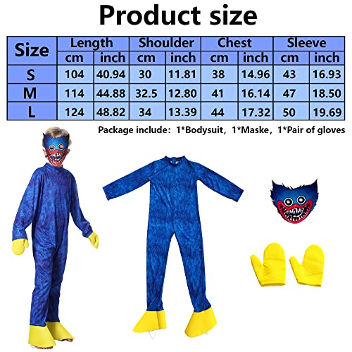 Disfraces Monstruo Costume Disfraz Monstruo para Niño Niña Divertidos Disfraz Infantil de Halloween Carnaval Fiesta Temática(Large,Azul)