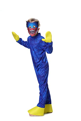 Disfraces Monstruo Costume Disfraz Monstruo para Niño Niña Divertidos Disfraz Infantil de Halloween Carnaval Fiesta Temática(Large,Azul)