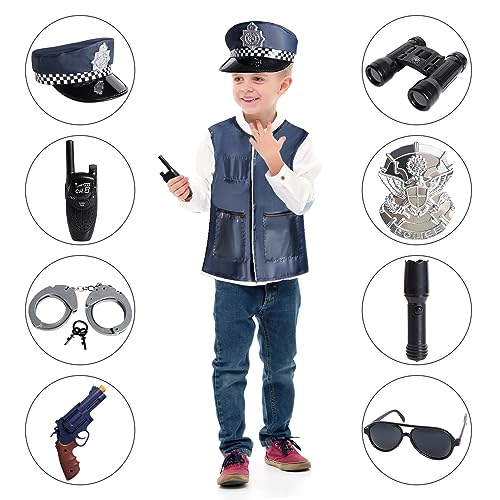 Disfraz de Policía para Niños, Juego de Rol de Policía para Fiestas de Mascaradas de Halloween, Disfraz de Policía para Niños y Niñas