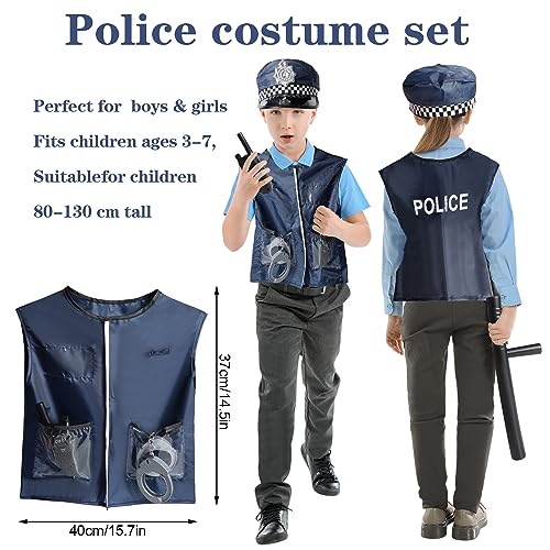 Disfraz de Policía para Niños, Juego de Rol de Policía para Fiestas de Mascaradas de Halloween, Disfraz de Policía para Niños y Niñas