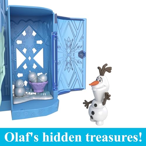 Disney Frozen Minis Castillo de hielo de Elsa Casa de muñecas apilable con figura, muebles y accesorios, juguete +3 años (Mattel HPR37)