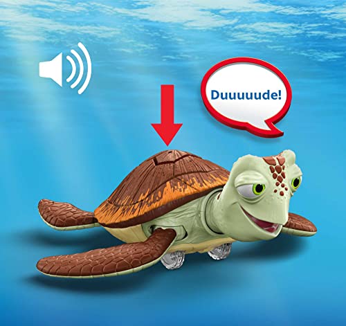 Disney Pixar Finding Nemo Toys, figura de tortuga aplastada, chat 'n crucero, juguete para moverse y hablar, interactúa con figuras más pequeñas de Nemo y chorro, regalos para niños