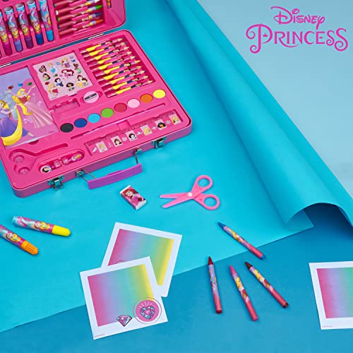 Disney Princesas Maletin Pinturas para Niñas Estuche Colores Niña Completo con Rotuladores Lápices de Colores y Pegatinas Maletin Actividades Niñas para Colorear