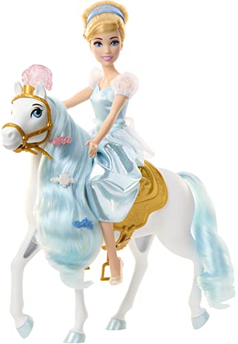 Disney Princess Juguetes, Muñeca Cenicienta con Caballo y accesorios inspirados en la película de Disney, juguete +3 años, HPF95