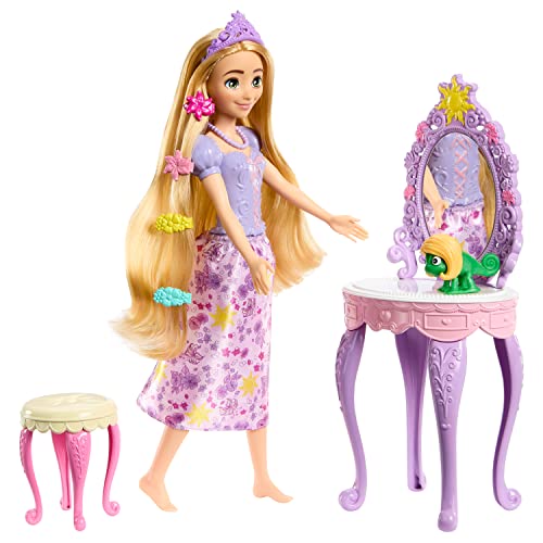 Disney Princess Juguetes, muñeca Rapunzel con Ropa, Pascal y 10 Accesorios inspirados en la película, Juguete +3 años, HLX28