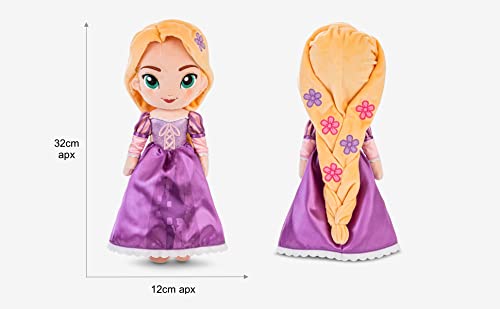 Disney Store Muñeca de peluche de Rapunzel, Enredados, mide 32 cm, muñeca de peluche con detalles bordados, la princesa lleva su atuendo característico y un corpiño brillante, apta para recién nacidos