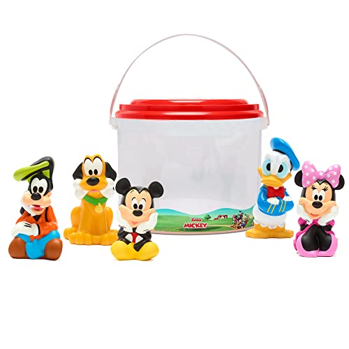 Disney Store Set de Juguetes de baño de Mickey y Sus Amigos, Contiene Cinco muñecos, Incluye a Mickey, Minnie, el Pato Donald, Pluto y Goofy y un Cubo para guardarlos.