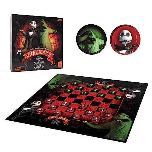 Disney Tim Burton’s The Nightmare Before Christmas Checkers | Featuring Jack Skellington vs. Oogie Boogie | Officially Licensed Disney Game | Collectible 2-Player Game | Ages 6+