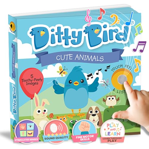 Ditty Bird Cute Animals | Mi Primer Libro de Texturas y Sonidos | 5 Animales para Descubrir y Tocar | Juego Educativo e Interactivo bilingüe a Partir de los 6 Meses