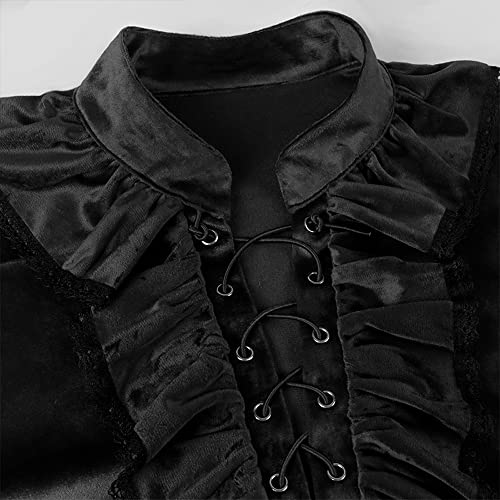 Diudiul Hombres gótico Pirata Vampiro Camisas Renacimiento Victoriano Steampunk Top (Negro03,XX-Large)
