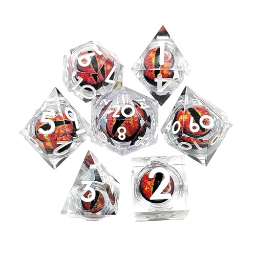 DND Dice Set Dungeons, 7pcs Sharp Edge Dice, Unique Role Playing Dice Games, Eye Design Dragon Polyhedral Dice, Durable Dragon Table Game Dice, Wear-Resistant Game Dice Accessories for Dnd Grp Crystal
