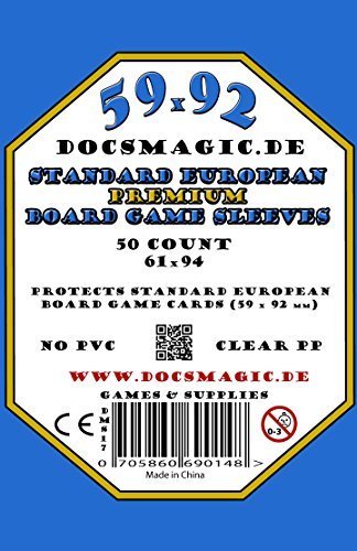 docsmagic.de 50 Premium Standard European Board Game Sleeves - 61 x 94 - EU Euro - 59 x 92