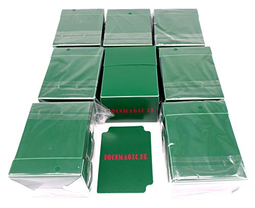 docsmagic.de 8 x Deck Box Full Green + Card Divider - Caja Verde - PKM YGO MTG