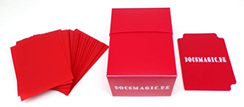 docsmagic.de Deck Box Full + 100 Double Mat Red Sleeves Standard - Caja & Fundas Roja - PKM MTG