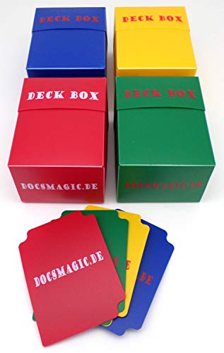 docsmagic.de Deck Box Mix - Blue, Green, Red, Yellow - 4 Count - PKM - YGO - MTG