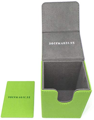docsmagic.de Premium Magnetic Flip Box (80) Light Green + Deck Divider - MTG PKM YGO - Caja Verde Claro