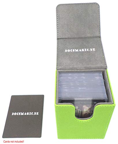 docsmagic.de Premium Magnetic Flip Box (80) Light Green + Deck Divider - MTG PKM YGO - Caja Verde Claro