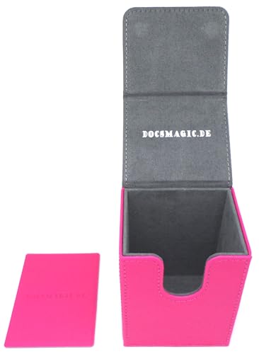 docsmagic.de Premium Magnetic Flip Box (80) Pink + Deck Divider - MTG PKM YGO - Caja Rosa