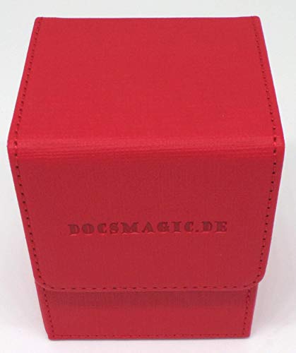 docsmagic.de Premium Magnetic Flip Box (80) Red + Deck Divider - MTG PKM YGO - Caja Roja