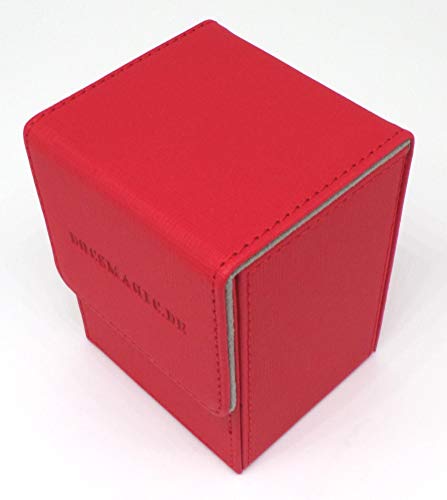 docsmagic.de Premium Magnetic Flip Box (80) Red + Deck Divider - MTG PKM YGO - Caja Roja