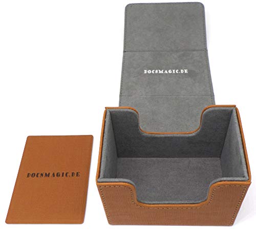 docsmagic.de Premium Magnetic Sideflip Box 80 Gold + Deck Divider - MTG - PKM - YGO - Caja Oro