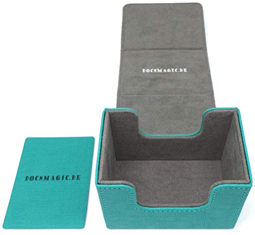 docsmagic.de Premium Magnetic Sideflip Box 80 Mint + Deck Divider - MTG - PKM - YGO - Caja Aqua