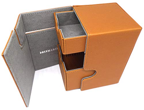 docsmagic.de Premium Magnetic Tray Box (100) Gold + Deck Divider - MTG - PKM - YGO - Caja Oro