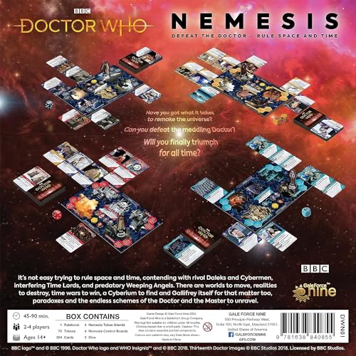 Doctor Who: Nemesis - Juego de mesa, Gale Force Nine, a partir de 14 años, 2-4 jugadores, 45-90 minutos