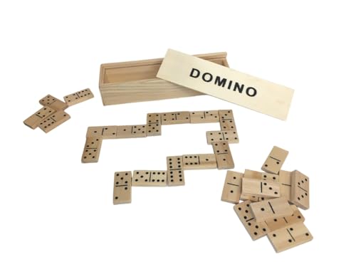 Domino de Madera Juego Domino de Madera 28 Tejas Domino de Madera 28 fichas Juego Clásico Domino Caja y Tejidos de Madera Multijugador de Estrategia con Caja Plegable Diversión en Familia