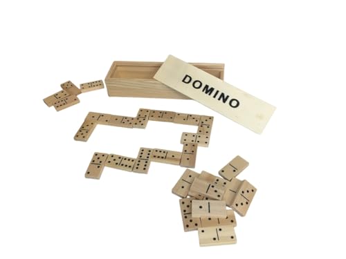Domino de Madera Juego Domino de Madera 28 Tejas Domino de Madera 28 fichas Juego Clásico Domino Caja y Tejidos de Madera Multijugador de Estrategia con Caja Plegable Diversión en Familia