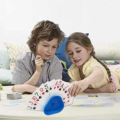 Dongzhi Juego de 4 tarjetas de juego, juego de 4 soportes para cartas manos libres en forma de triángulo, práctico y duradero barajador de tarjetas de cartas, fabuloso