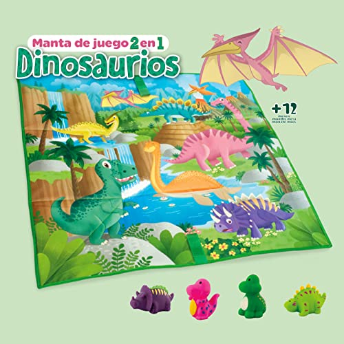 DQB DeQUBE- Alfombra MALETIN JUGUETERO Dinosaurios, Multicolor, Small (911D00001)