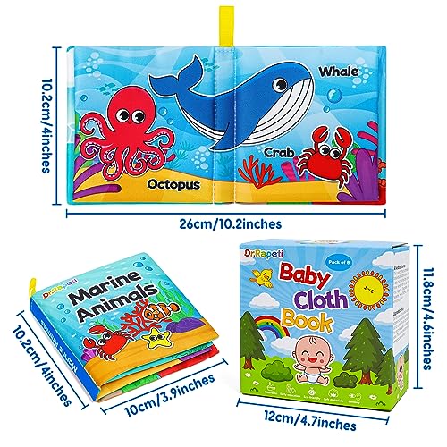 Dr.Rapeti 8 Piezas Libros Blandos para Bebé, Libro de Tela Suave, Libros de Tela Blandos para Bebé, Libros De Suave Sensoriales (inglés)