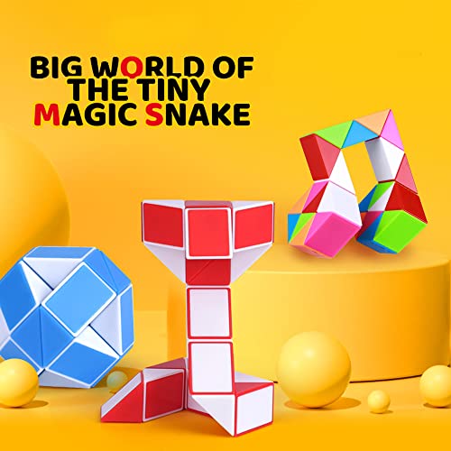 EACHHAHA 25 Piezas Mini Serpiente Mágica 24 Secciones-Regalos cumpleaños niños Colegio-Magic Snakes Twist Toy-Regalos de Fiesta para niños-Rompecabezas 3D para Adultos y niños(3 Colores)