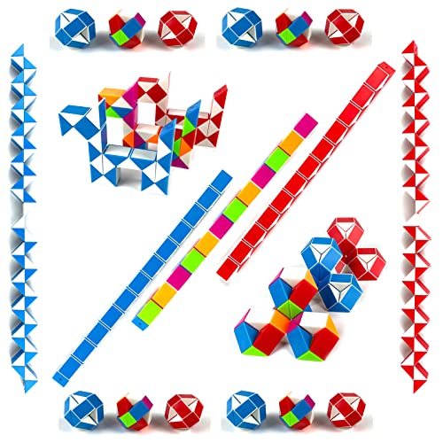 EACHHAHA 25 Piezas Mini Serpiente Mágica 24 Secciones-Regalos cumpleaños niños Colegio-Magic Snakes Twist Toy-Regalos de Fiesta para niños-Rompecabezas 3D para Adultos y niños(3 Colores)
