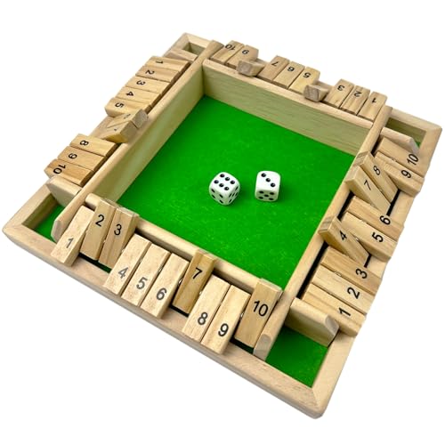 EACHHAHA Shut The Box 4 Jugadores -Juego de Mesa de Madera clásico,Juego de Dados,Juegos de Fiesta en casa,Juguetes de Viaje,Aplicable al Entrenamiento de lógica matemática Infantil.