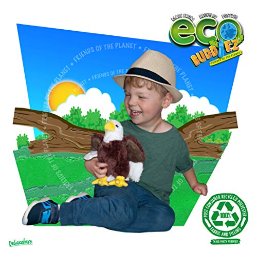 EcoBuddiez - Águila de Deluxebase. Peluche Mediano de 20 cm elaborado con Botellas de plástico recicladas. Lindo Peluche ecológico con Forma de animalito para niños pequeños.