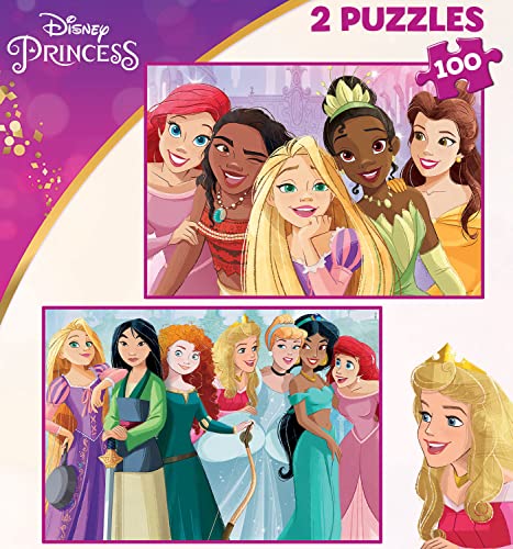 Educa - 2x100 Disney Princess, 2 Puzzles de cartón con 100 Piezas, diversión por Partida Doble, Medida aproximada de Cada Puzzle: 40 x 28 cm, A Partir de 6 años (19298)