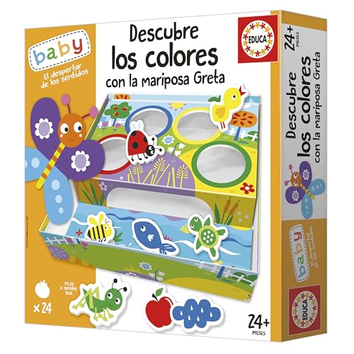 Educa - Descubre los Colores con la Mariposa Greta | Juego Educativo Infantil con Piezas de Colores para estimular la percepción Visual, coordinación Ojo-Mano y Desarrollo cognitivo (19715).