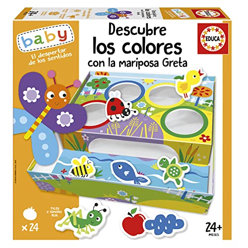 Educa - Descubre los Colores con la Mariposa Greta | Juego Educativo Infantil con Piezas de Colores para estimular la percepción Visual, coordinación Ojo-Mano y Desarrollo cognitivo (19715).