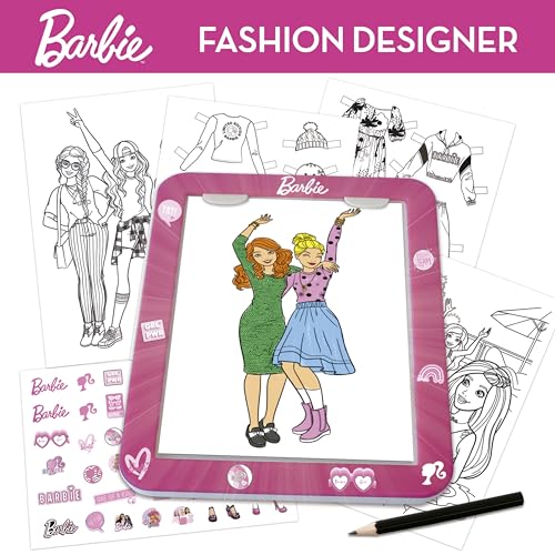 Educa - Juego Barbie Fashion Designer | CREA infinitos diseños y Combinaciones con la Mesa de luz Presume de Tus Looks Haciendo desfilar Tus Figuras Barbie en el Desfile de Moda. A Partir de 5 años.