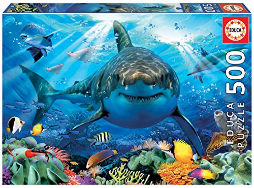 Educa - Puzzle de 500 Piezas para Adultos | Gran tiburón Blanco. Incluye Pegamento Fix Puzzle. A Partir de 11 años (18478)