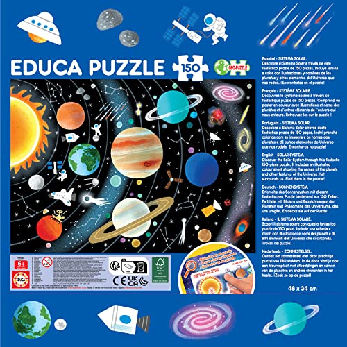 Educa - Sistema Solar | Puzzle Educativo Infantil de 150 Piezas. Medida aproximada una Vez montado: 48 x 34 cm. Compuesto por Grandes Piezas Perfectamente acabadas. Recomendado +6 años (19584)